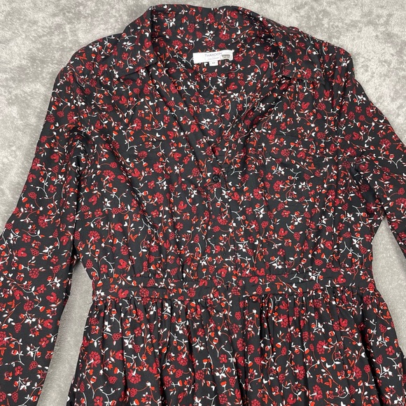 *EUC* Thakoon Collective / Floral Long Sleeve Collar Shirtdress / Black, Red/ 12 - Picture 10 of 15
